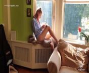 Naughty teen banged infront the window from pumsen