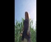 Аdorable girl outside walk & flash without bra & panties from without bra and blouse
