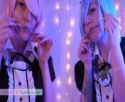 SFW ASMR - Rem and Ram Tease Your Ears - PASTEL ROSIE Wet Nibbling Mouth Sounds - Cosplay Roleplay from asmr maddy nude shower onlyfans video