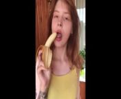She shows her breasts and eats a banana sexually. from ek ladki banana frood se chudixxx aunty