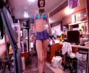 Trans-Woman Sissy-Boy Models Blue Plaid Skirt + other skimpy attire_3 of many videos intended 4 YT from tiny boy and mature woman