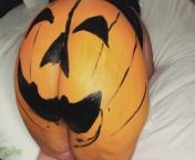 Latina gets Halloween pumpkin ass painting from teensex vk onion nude