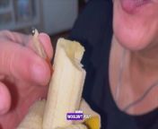 Mia giantess BBW eats a banana with her tiny from giantess beer growth