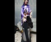 Footjob in black stockings Genshin Impact cosplay from 孙嘉朗原电½
