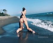 Horny teen girl looking for fuck on wild beach. Masturbation in public. from wwe lana sexnaket