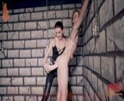 Shackled Chastity Sissy Slave takes Super-Sized Dildo and FemDom Latex Fisting by Mistress Mercer from latex pegging