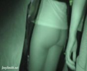 Jeny Smith goes in a club with simless transparent leggings. Teasing a stranger in public place from ebony tease with no panties